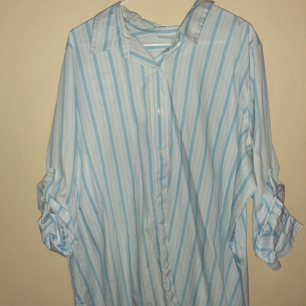 Blue and White Striped Button Down